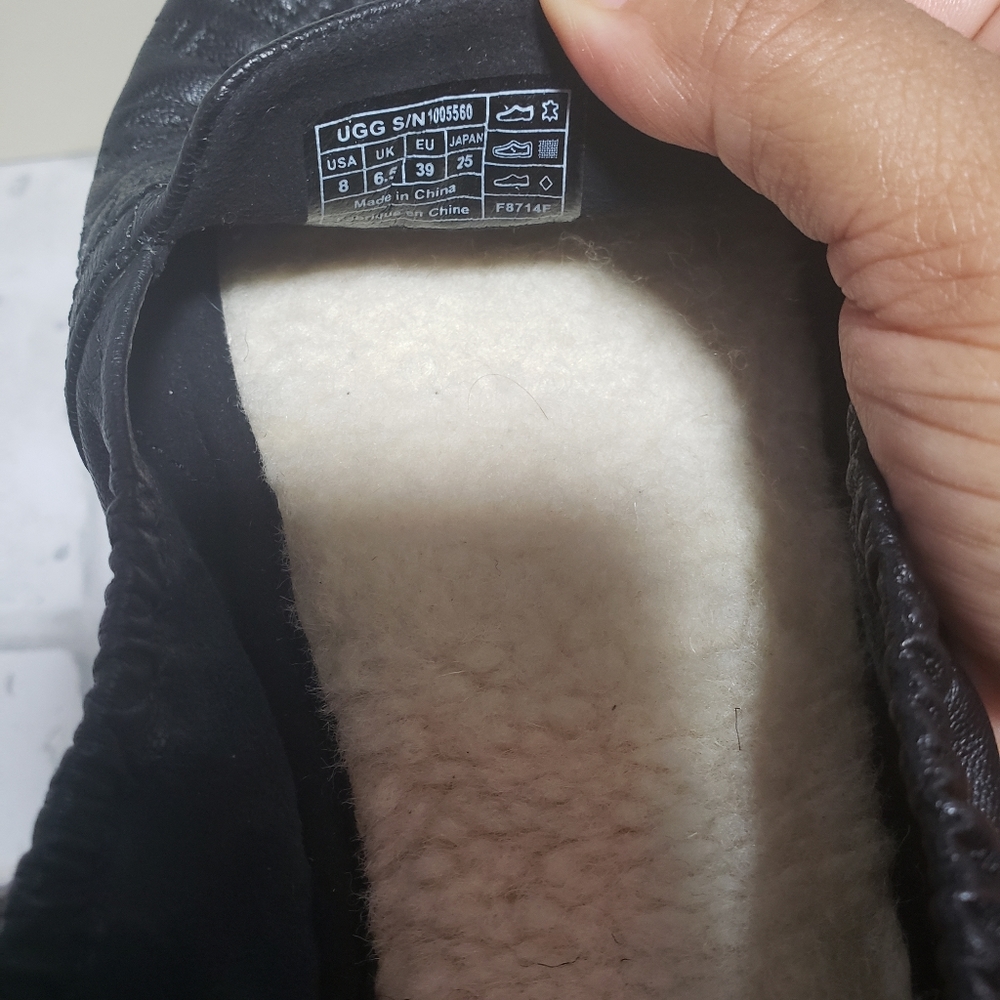 UGG Black Quilted Leather Slippers - Picture 9 of 9